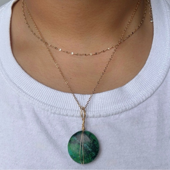 Chrysocolla Wire Wrapped Pendant - Picture 1 of 4